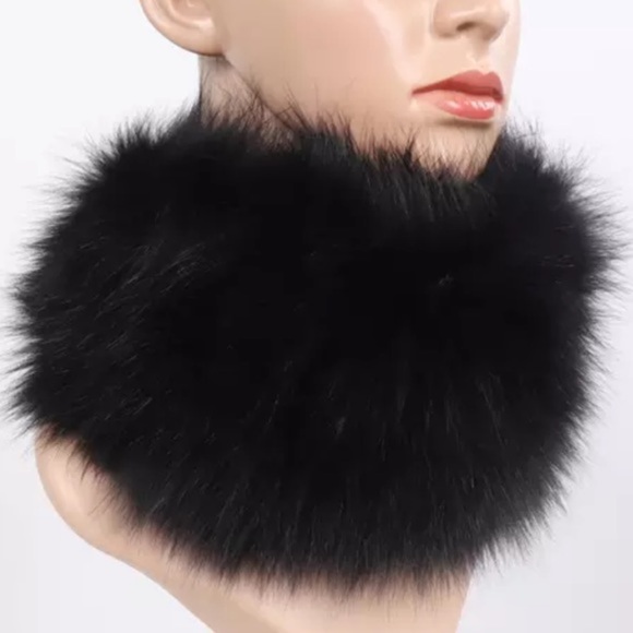 handmade Accessories - Faux Fur Hi-Grade  Neck Warmer Multi Wear Hair Band Headwarmer Black Headdress